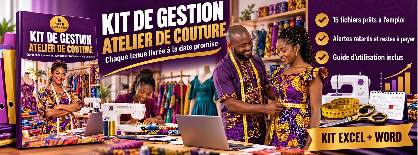 Kit de gestion Atelier de couture : commandes, mesures, acomptes et livraisons
