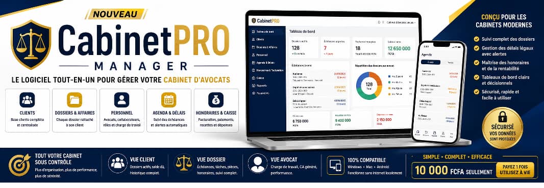 CabinetPRO Manager - Prenez le contrôle total de votre cabinet d'avocats