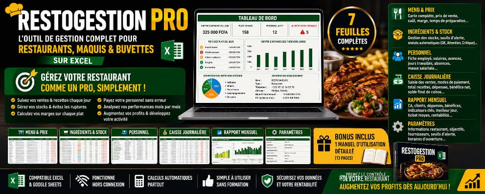 RestoPro — Ventes, Stock et Bénéfices de votre restaurant. Tout automatique.
