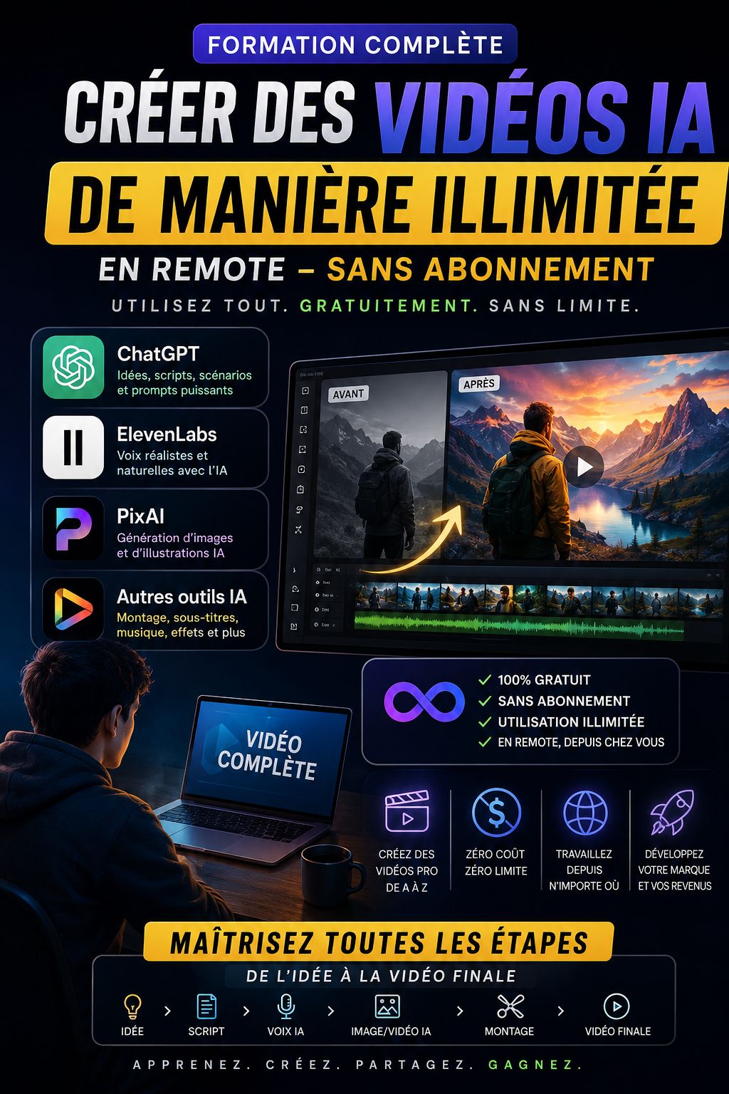 Video complète : Comment créé des vidéos IA de manière illimitée, sans, sans abonnement.