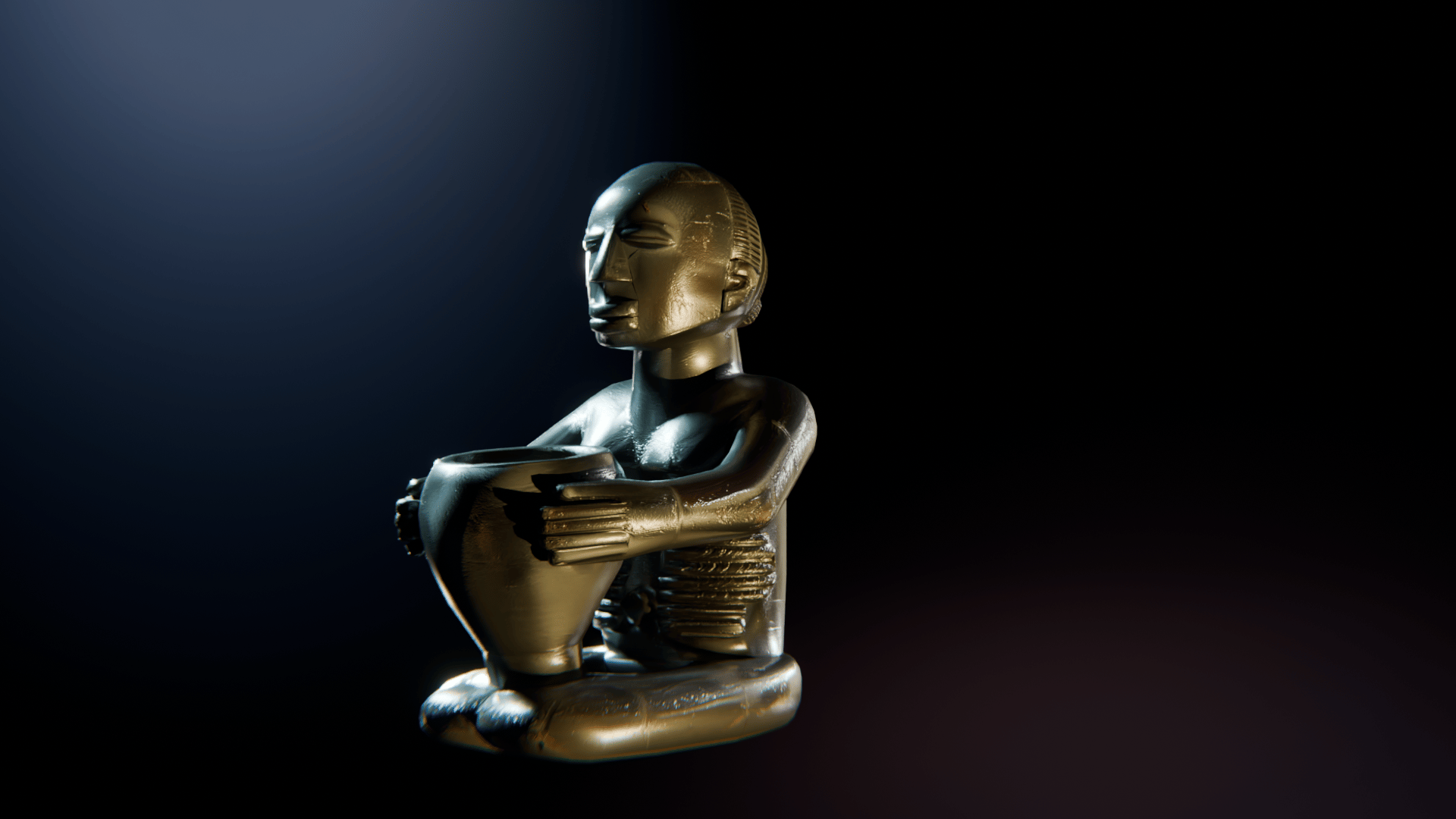 Statuette Porte-Calebasse Traditionnelle – Modèle 3D