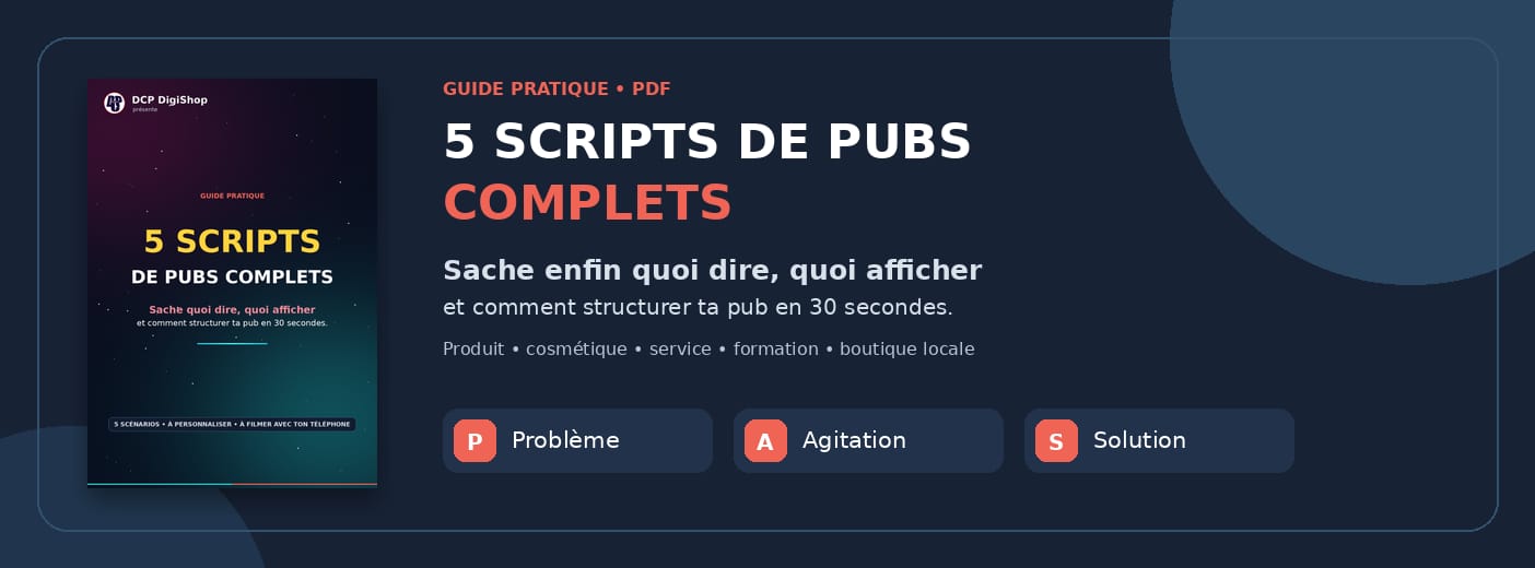 Les 5 scripts de PUB complets: la structure P.A.S qui vend en 30 secondes