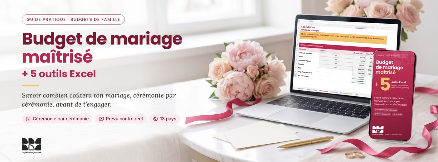 Budget de mariage maîtrisé + 5 outils Excel