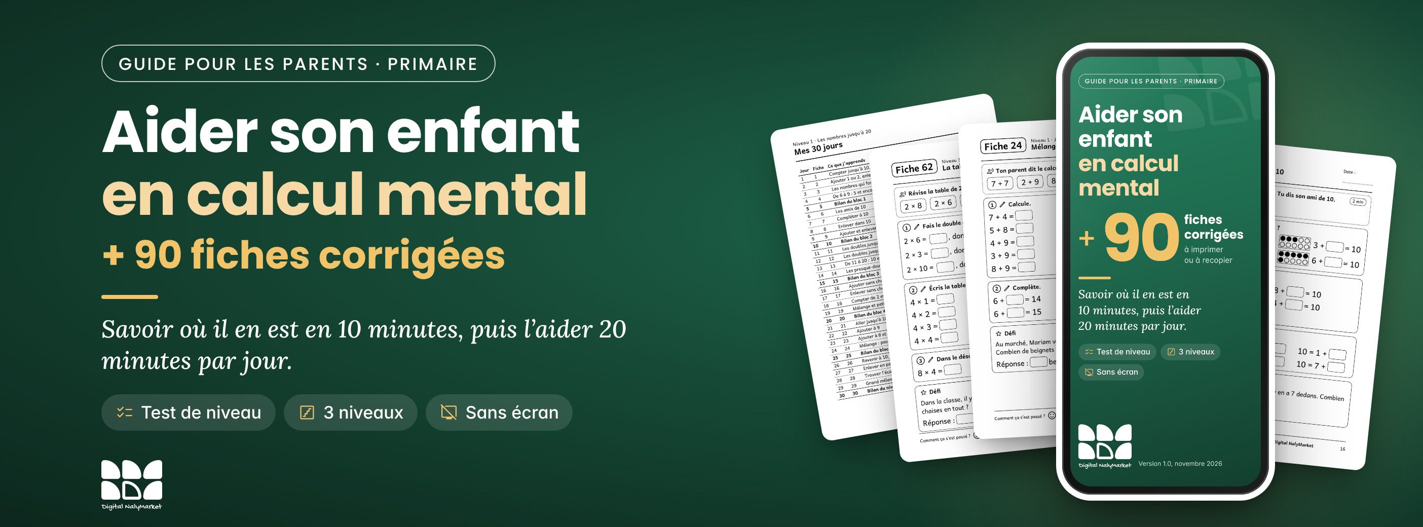 Aider son enfant en calcul mental + 90 fiches corrigées