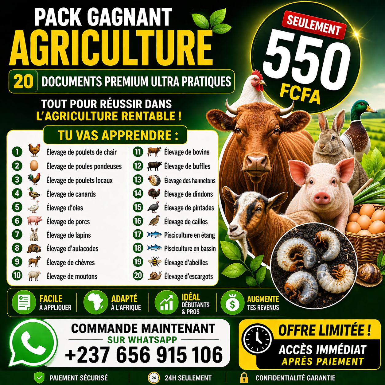 Pack 20 Documents d'élevage et 50 cultures agricoles