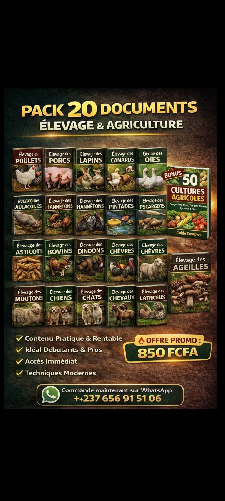 Pack 20 Documents d'élevage ( bonus 50 cultures agricoles)