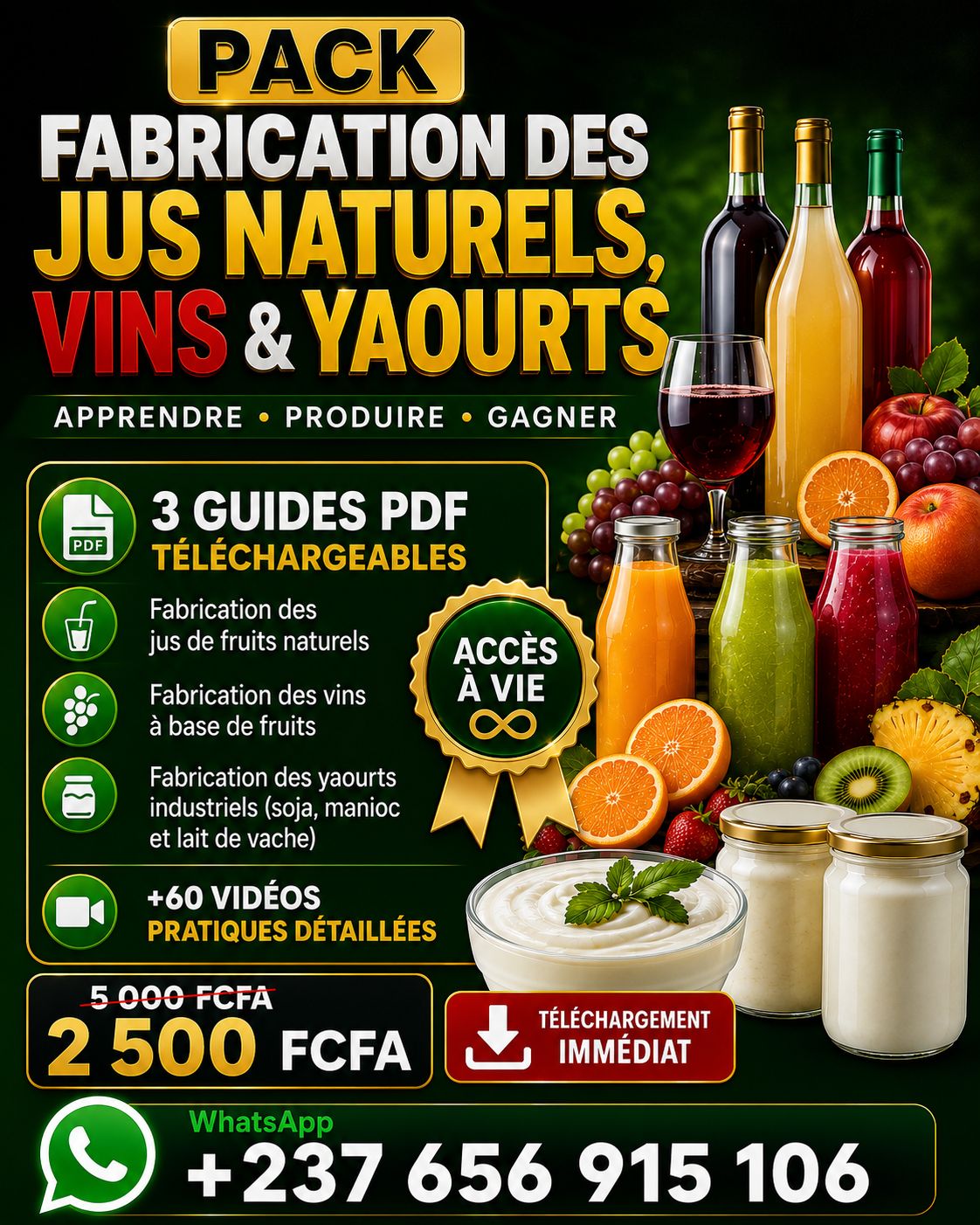 PACK FABRICATION :JUS NATURELS, VINS & YAOURTS