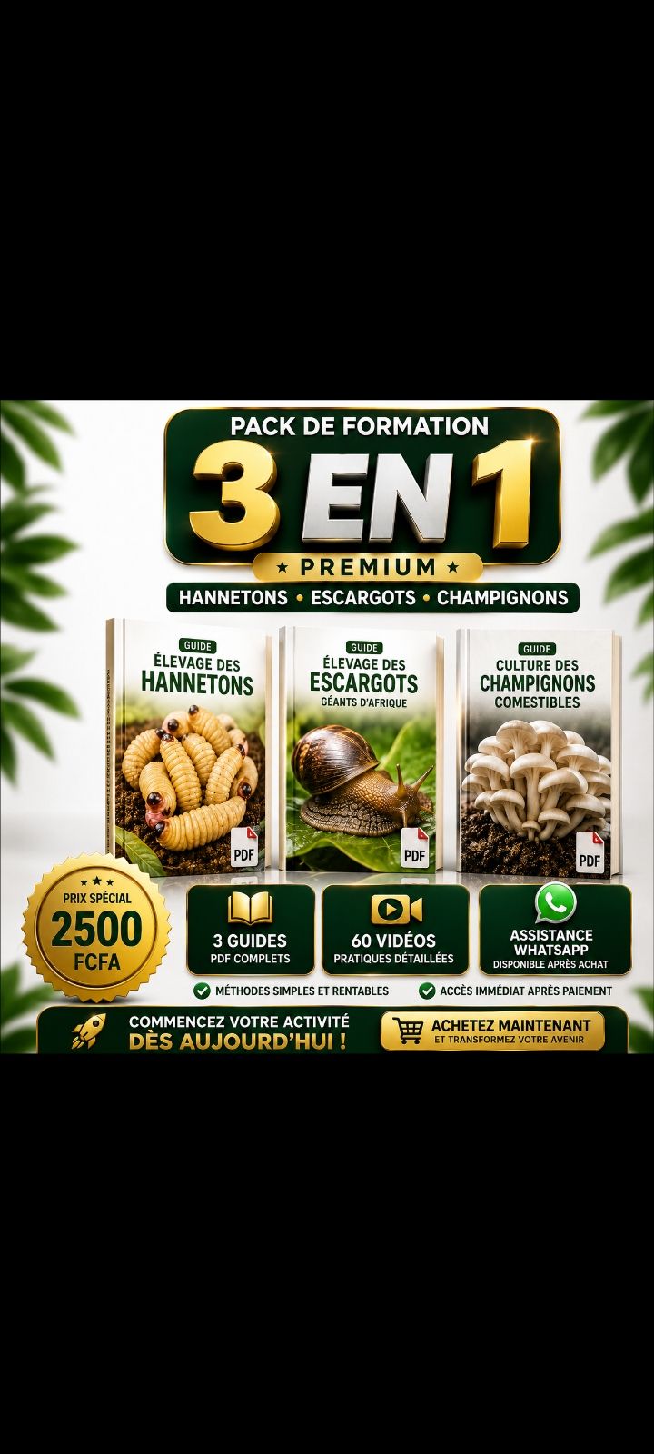 Pack formation 3en1 Hannetons,escargots,champignons