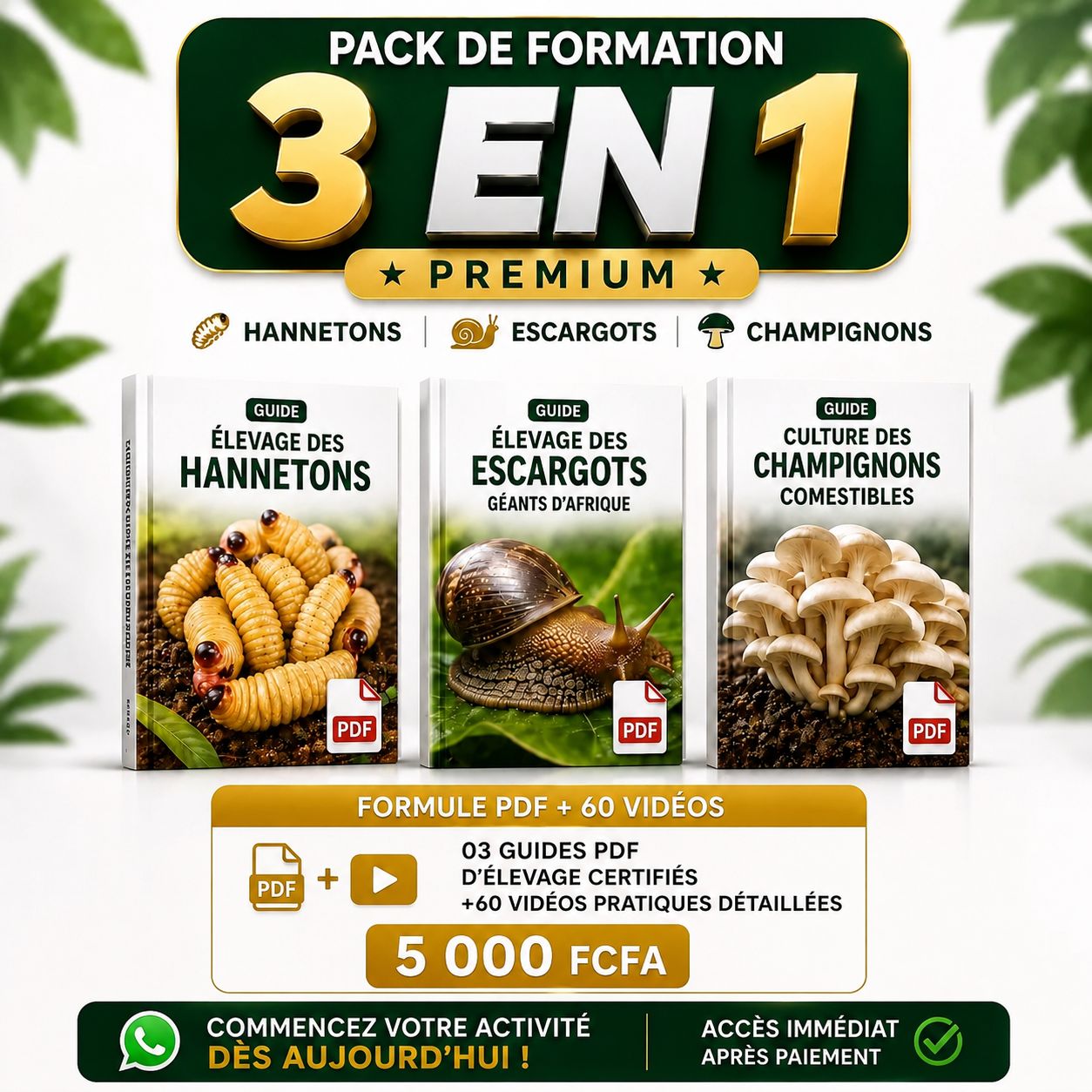 Pack formation 3en1 (Hannetons, escargots, champignons)