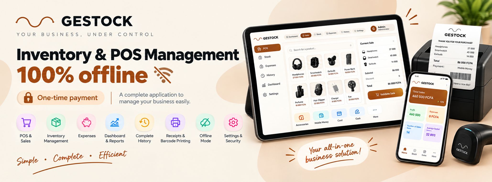 GESTOCK — The 100% Offline Inventory & POS Management Software | One-Time Payment