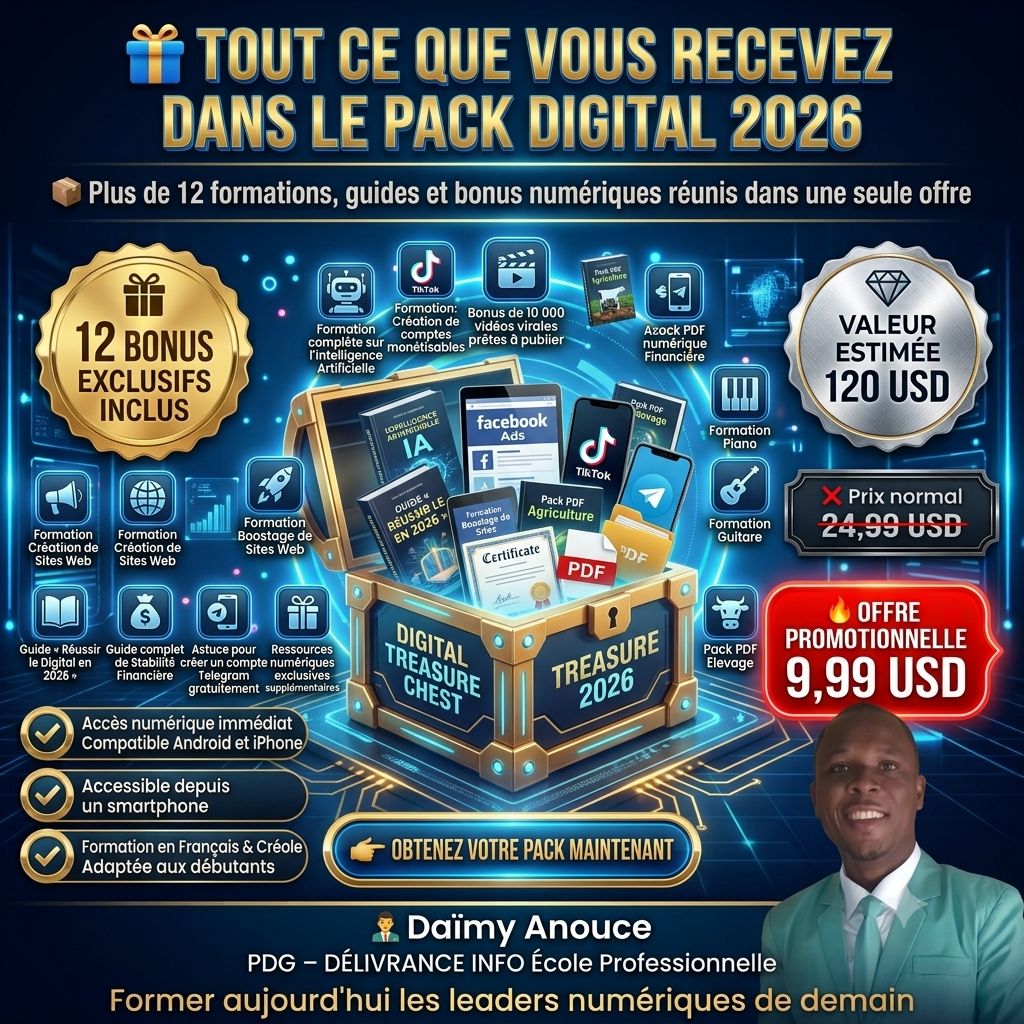 🚀 PACK DIGITAL 2026 | IA + TikTok Monétisable + 12 Bonus