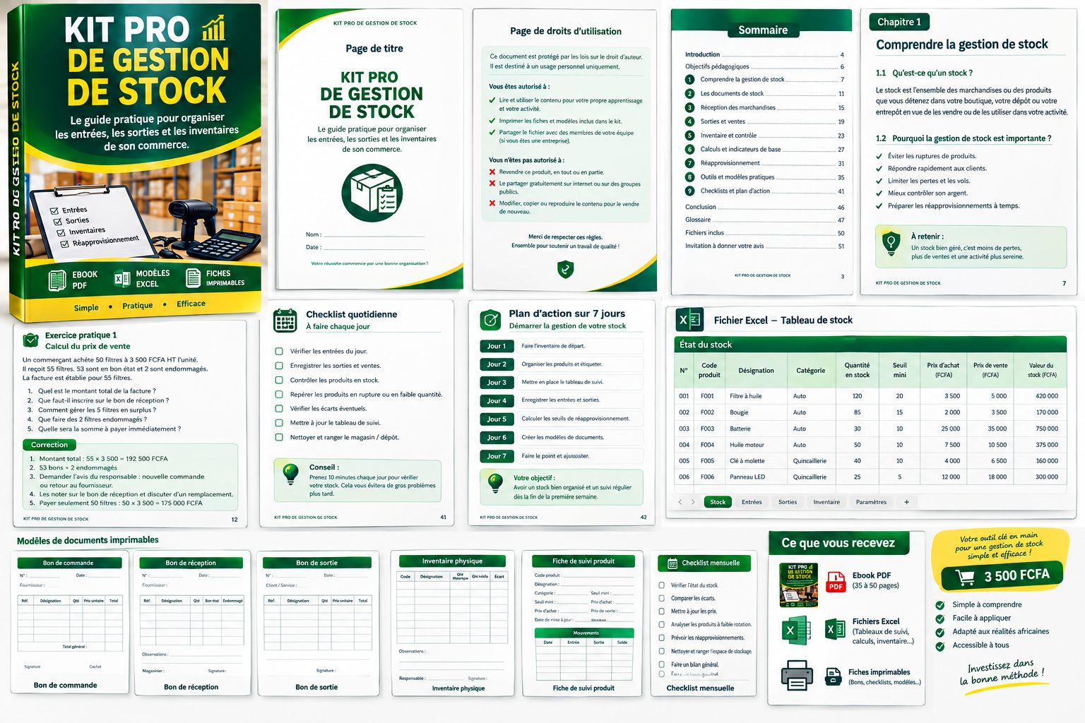 KIT PRO GESTION DE STOCK— Guide pratique + modèles Excel + fiches imprimables