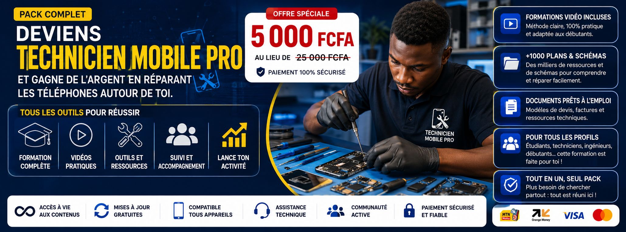Deviens technicien mobile pro et gagne de l’argent en réparant les téléphones autour de toi.