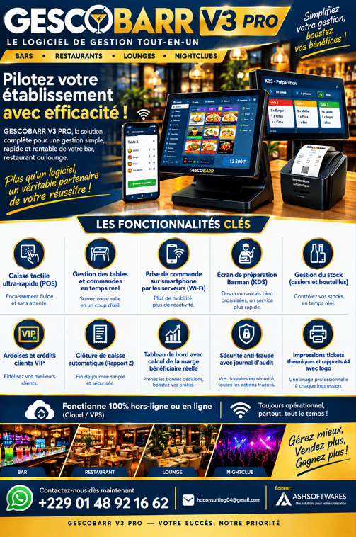 Logiciel de gestion de Bar Restaurant V3 Pro