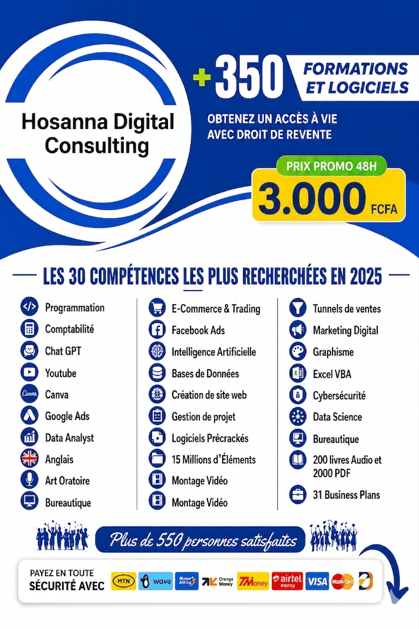 MÉGA RESSOURCES +500 FORMATIONS ET LOGICIELS AVEC DROIT DE REVENTE EN 2026