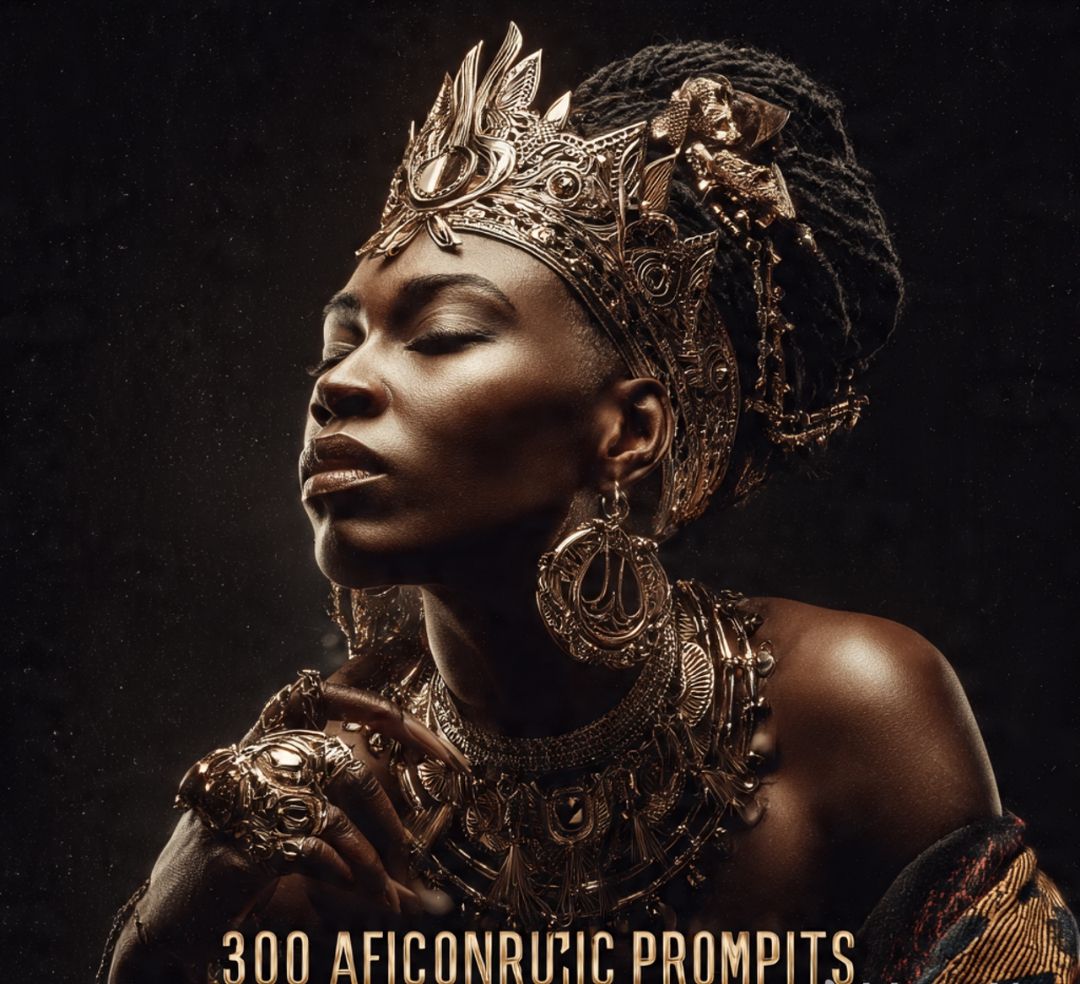 Pack 300 Prompts IA Afro | Portraits Mélanine Wax Afrofuturisme