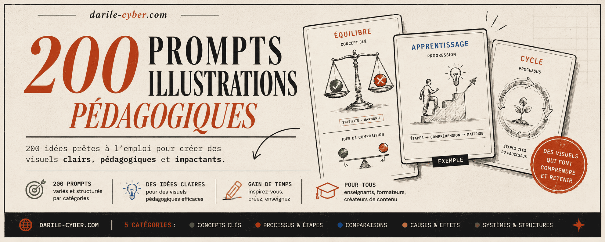 Pack de 200 Prompts d’Illustrations Pédagogiques – Créez des Visuels Éducatifs Professionnels