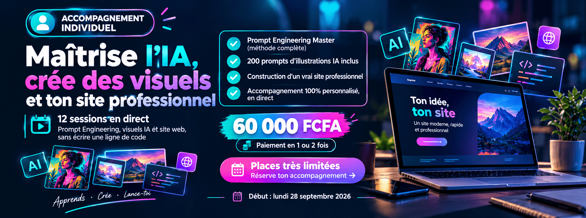 Accompagnement IA, Visuels & Site Web Professionnel Individuel (1/2)