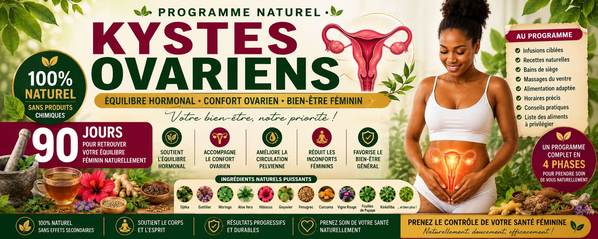 PROGRAMME NATUREL INTENSIF SPÉCIAL KYSTES OVARIENS — 90 JOURS