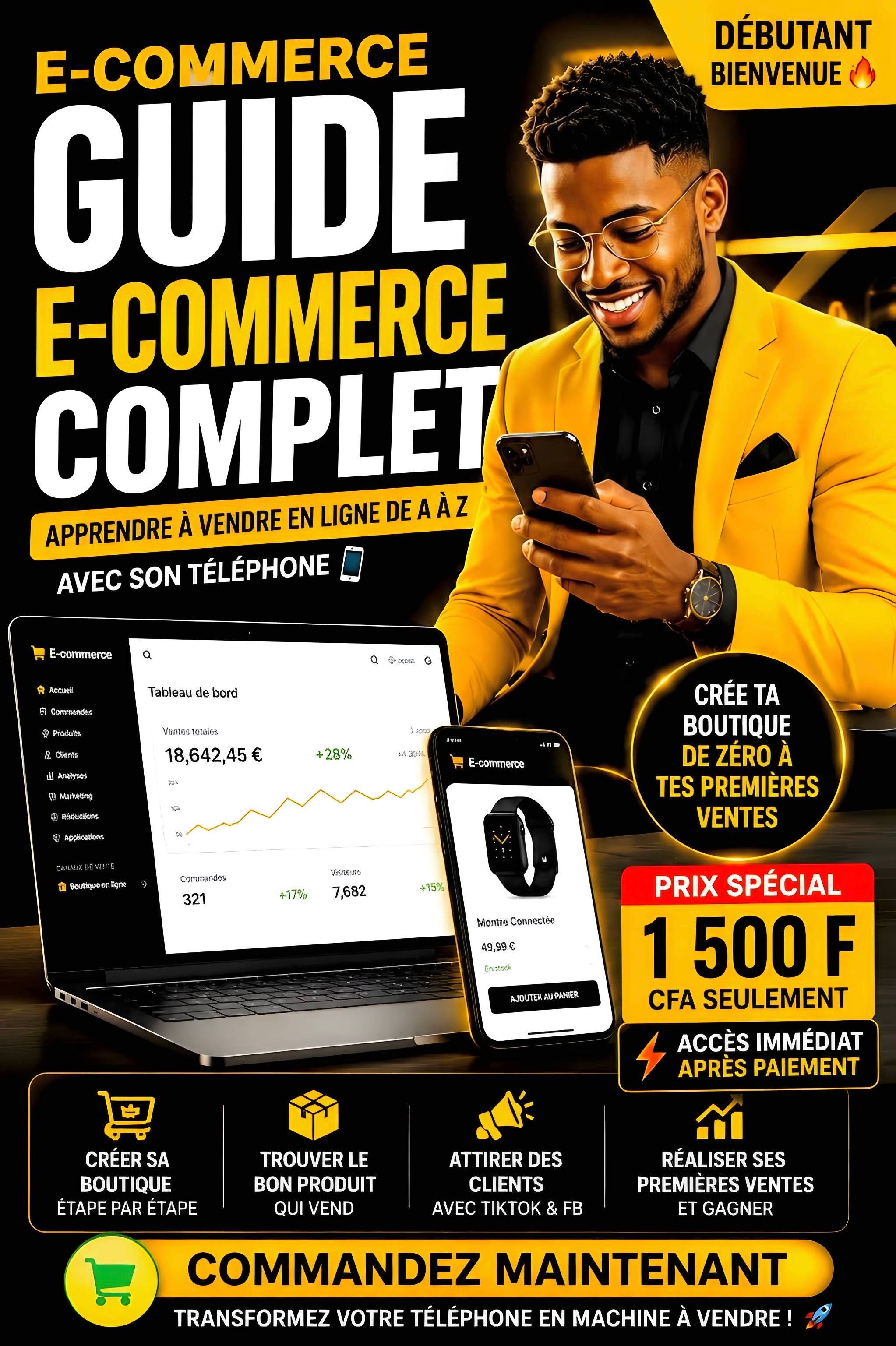 "Lance ta boutique en ligne rentable en 7 jours depuis ton téléphone - avec 0Fcfa"