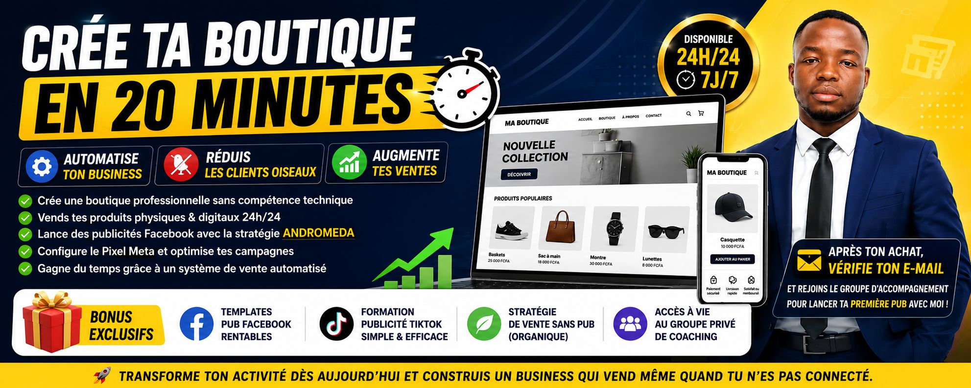 AUTOMATISE TON BUSINESS ET RÉDUIS LES CLIENTS OISEAUX EN CRÉANT UNE BOUTIQUE EN 20 MIN