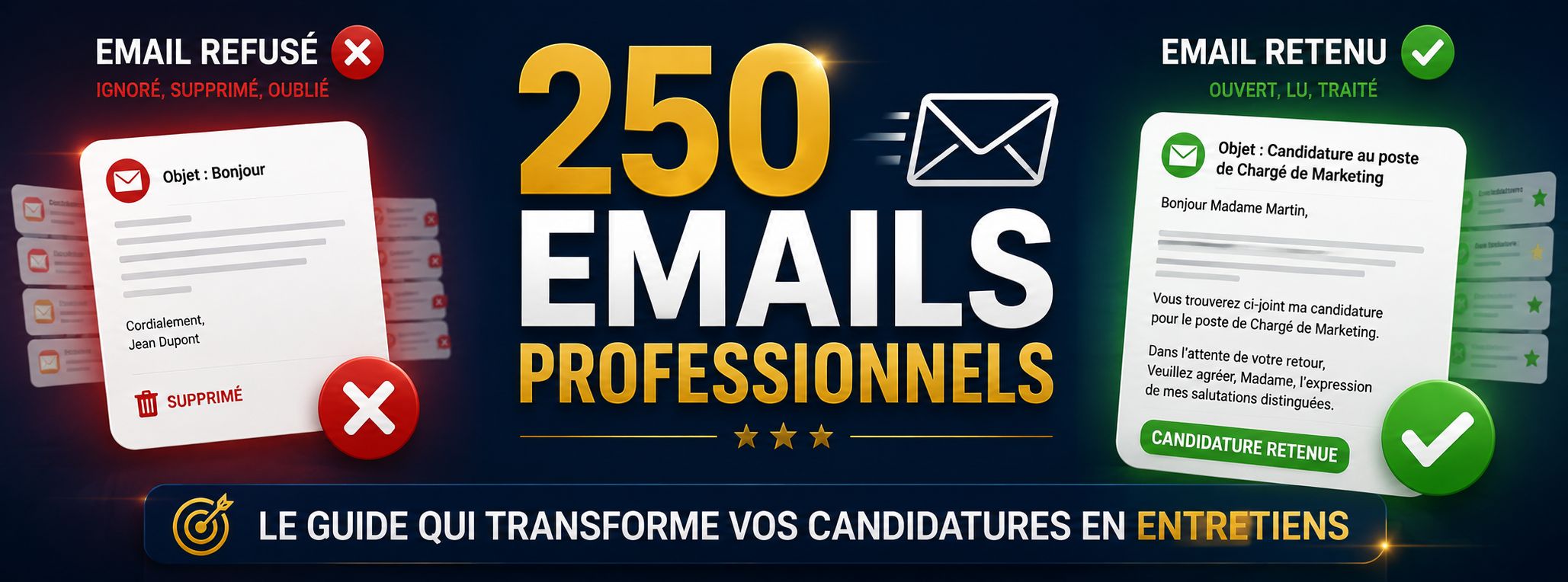 250 Emails Professionnels pour candidater, relancer et réseauter