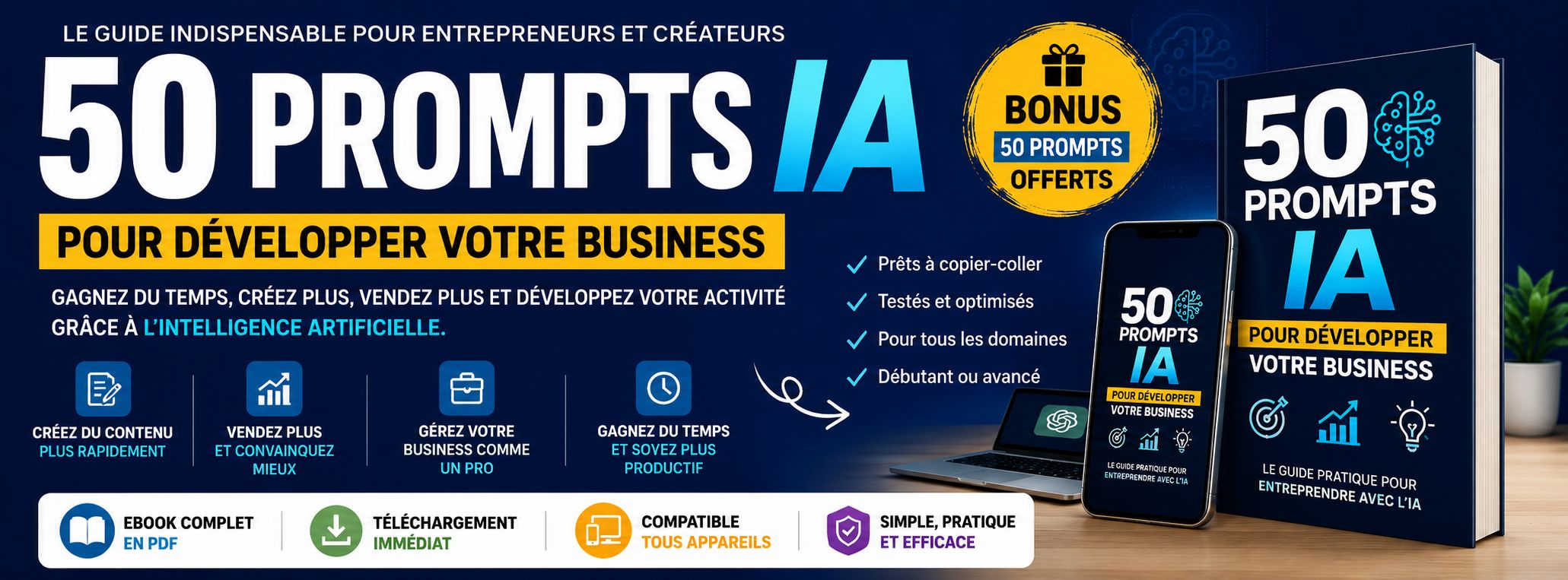🏆 50 Prompts IA pour Développer Votre Business