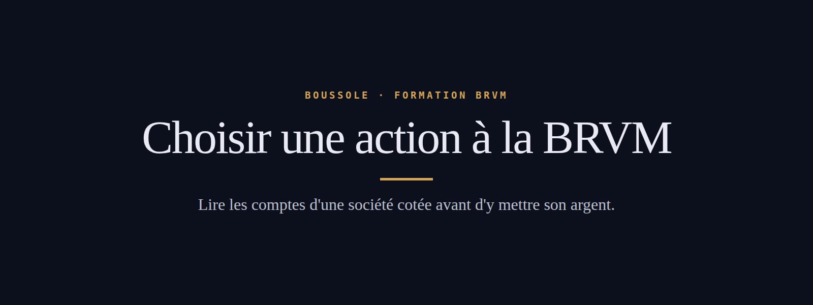 Choisir une action à la BRVM