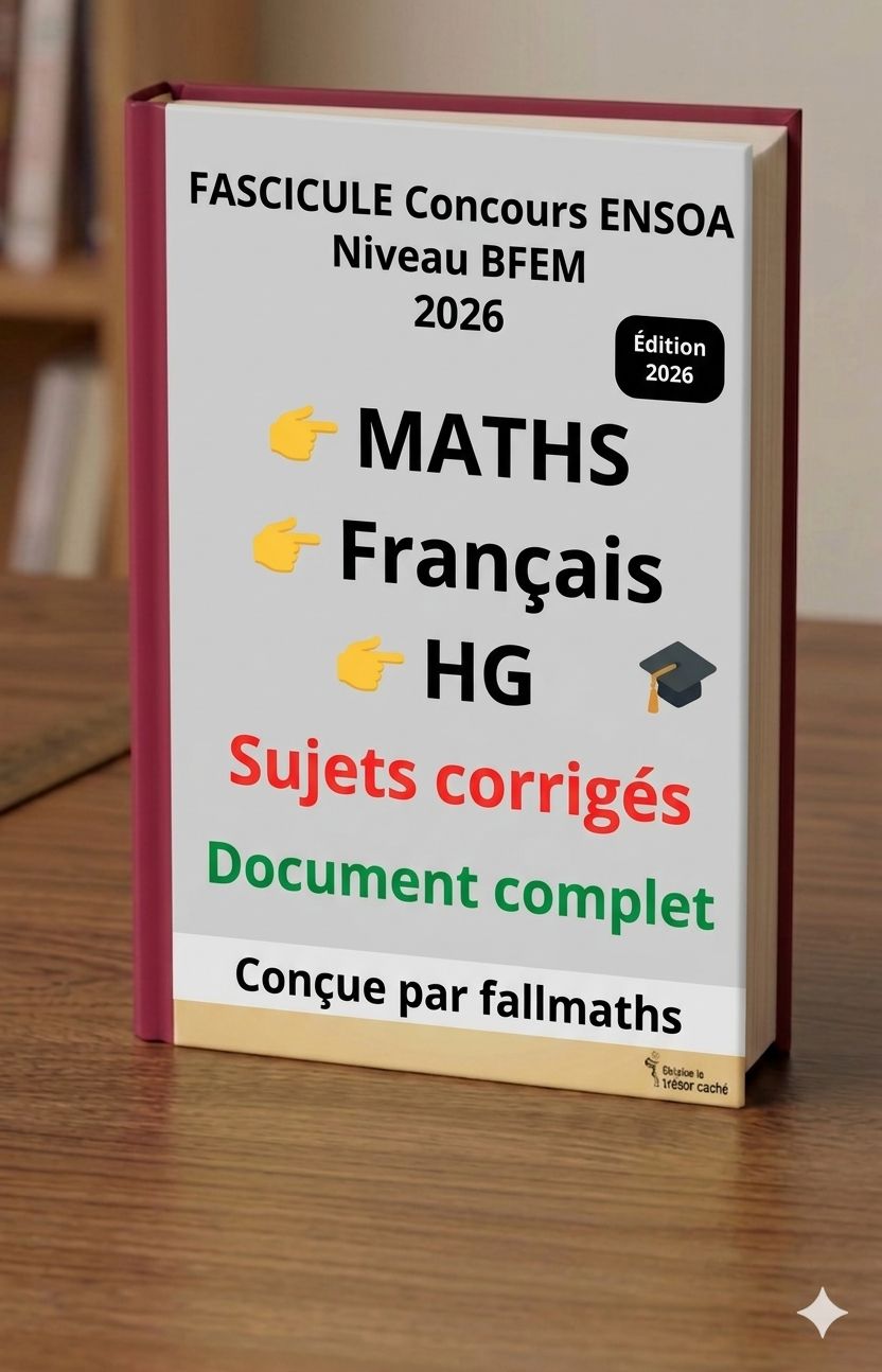 Fascicule de Prépa concours ENSOA Niveau BFEM MATHS FRANÇAIS HG Sujets corrigés