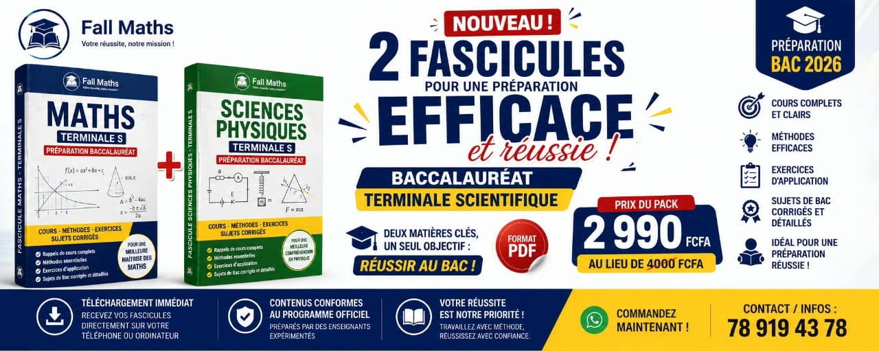 Fascicule de maths et de Pc Terminal (Bac)