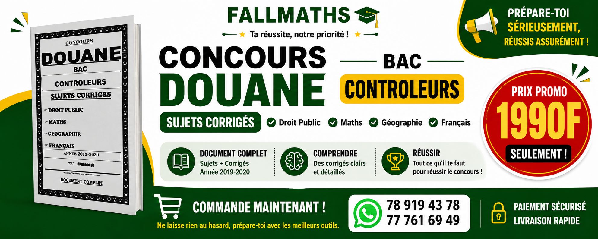 AAAA👉Concours DOUANE NIVEAU BAC, sujets corrigés