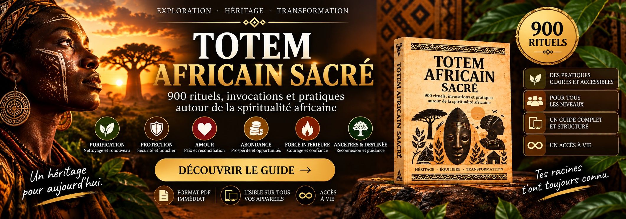 TOTEM AFRICAIN SACRE, 900 rituels, invocations et pratiques autour de la spiritualité africaine