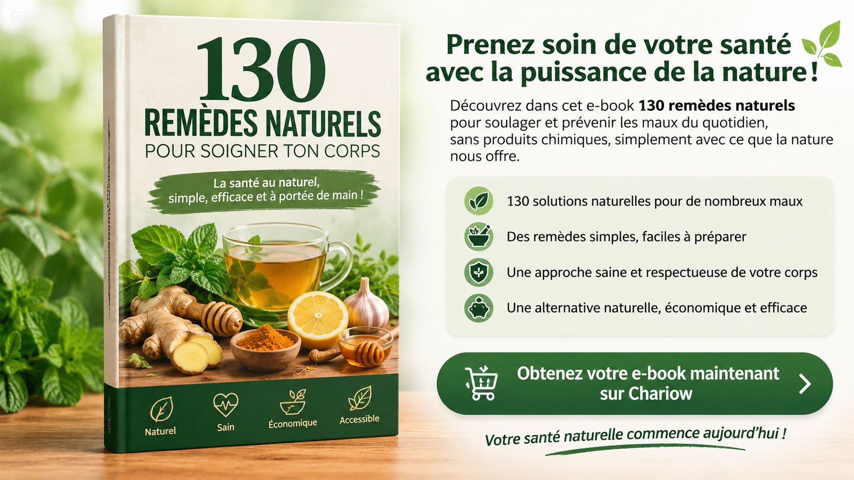 130 Remèdes Naturels inspirés de nos Grands-Mères: plantes et ingrédients naturels du quotidien 🌿