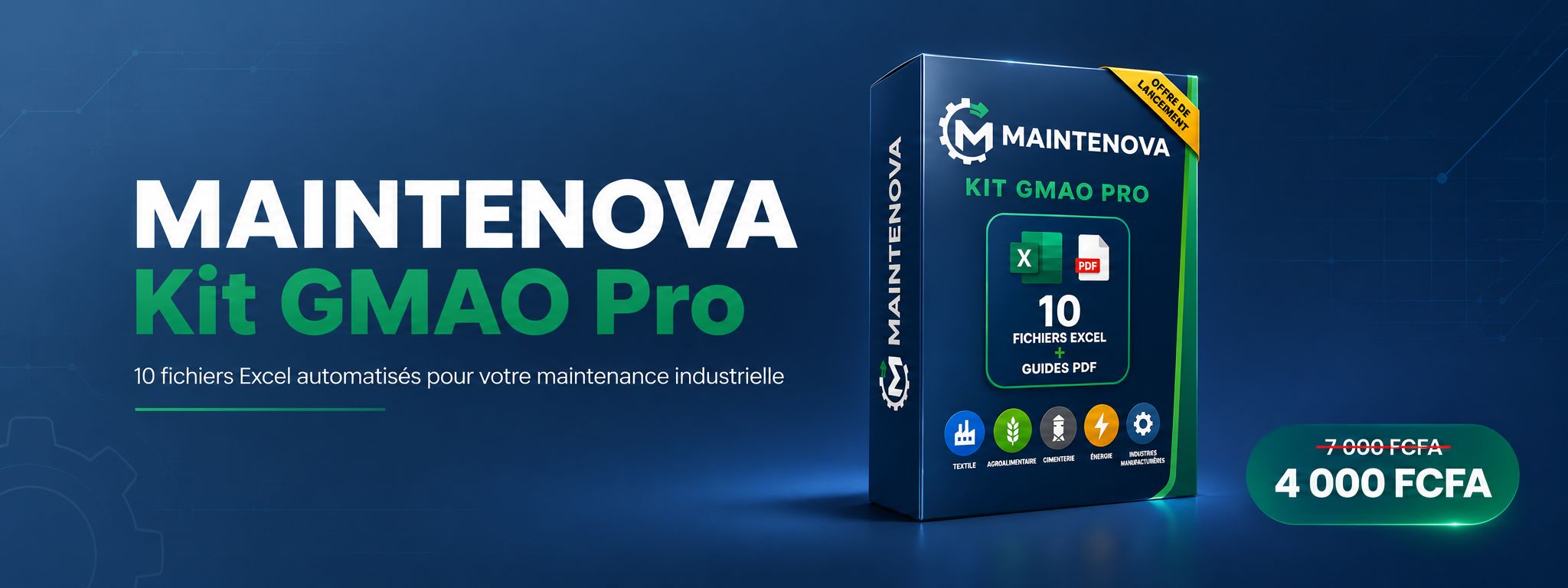 10 fichiers Excel automatisés pour gérer votre maintenance, les KPI et vos équipements industriels.
