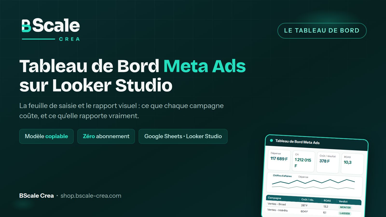 Tableau de Bord Meta Ads - Modèle Looker Studio