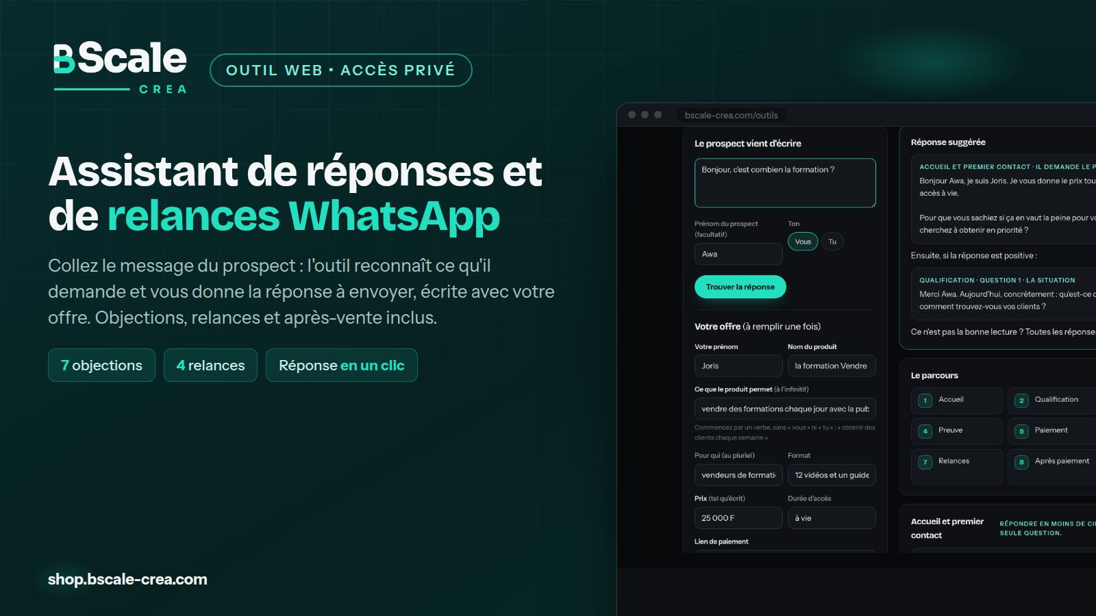 Outil : Assistant de réponses et de relances WhatsApp
