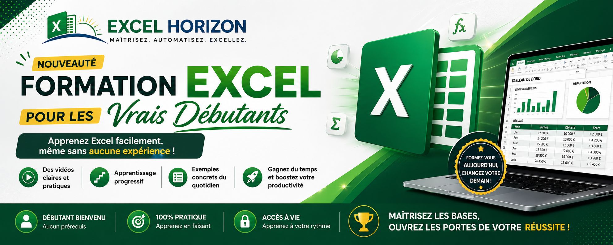 Formation Excel pour les Vrais Débutants | Formation Excel en Ligne (Durée : 03 Heures)