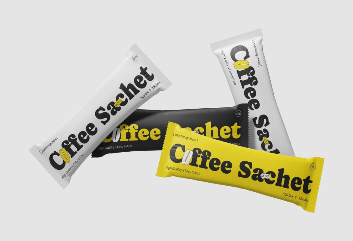 Maquette de sachets de café