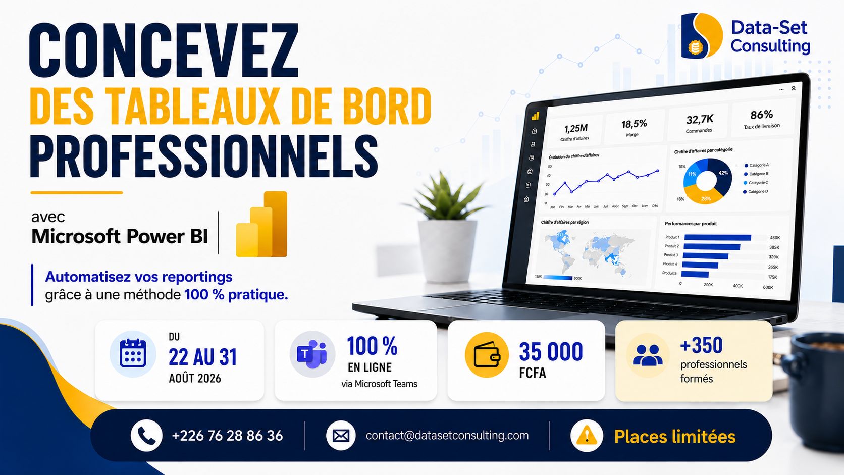 Concevez des Tableaux de bord professionnels dynamiques et interactifs avec Power BI