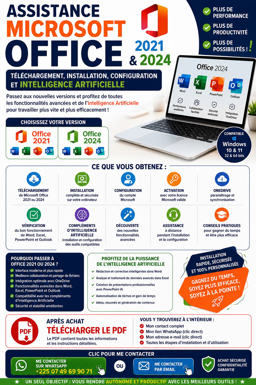 Assistance Microsoft Office 2021 & 2024