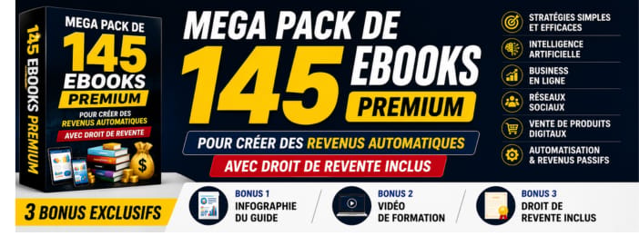 Mega Pack de 145 Ebooks Premium Pour Créer des Revenus Automatiques