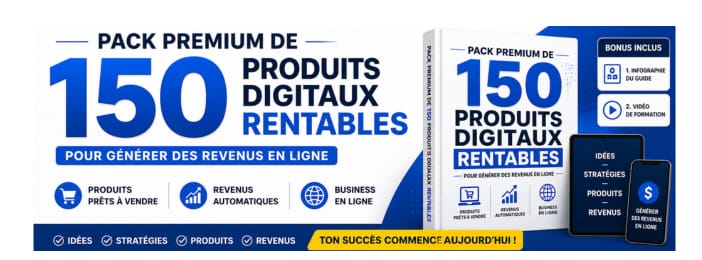 Pack Premium de 150 Produits Digitaux Rentables Pour Générer des Revenus en Ligne
