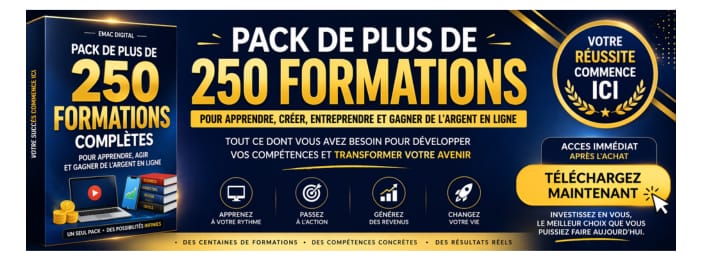 Accédez à +250 formations complètes et commencez à gagner de l’argent en ligne