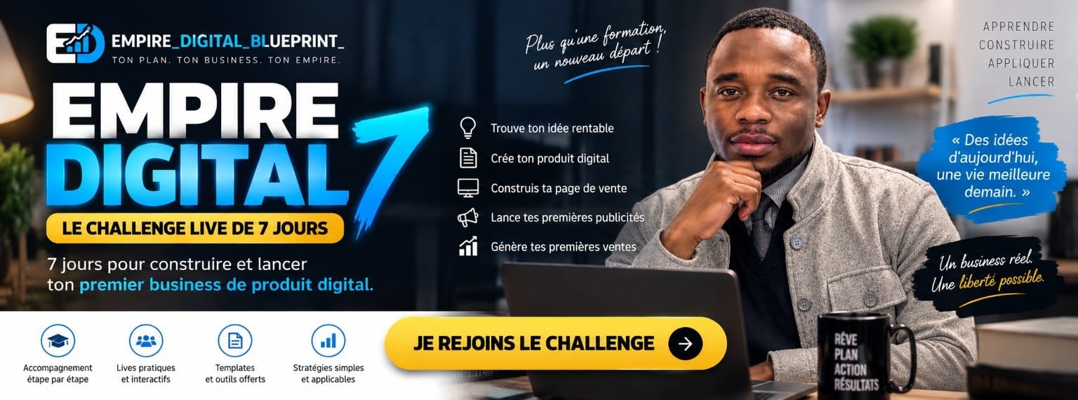 7 jours pour construire et lancer ton premier business de produit digital.
