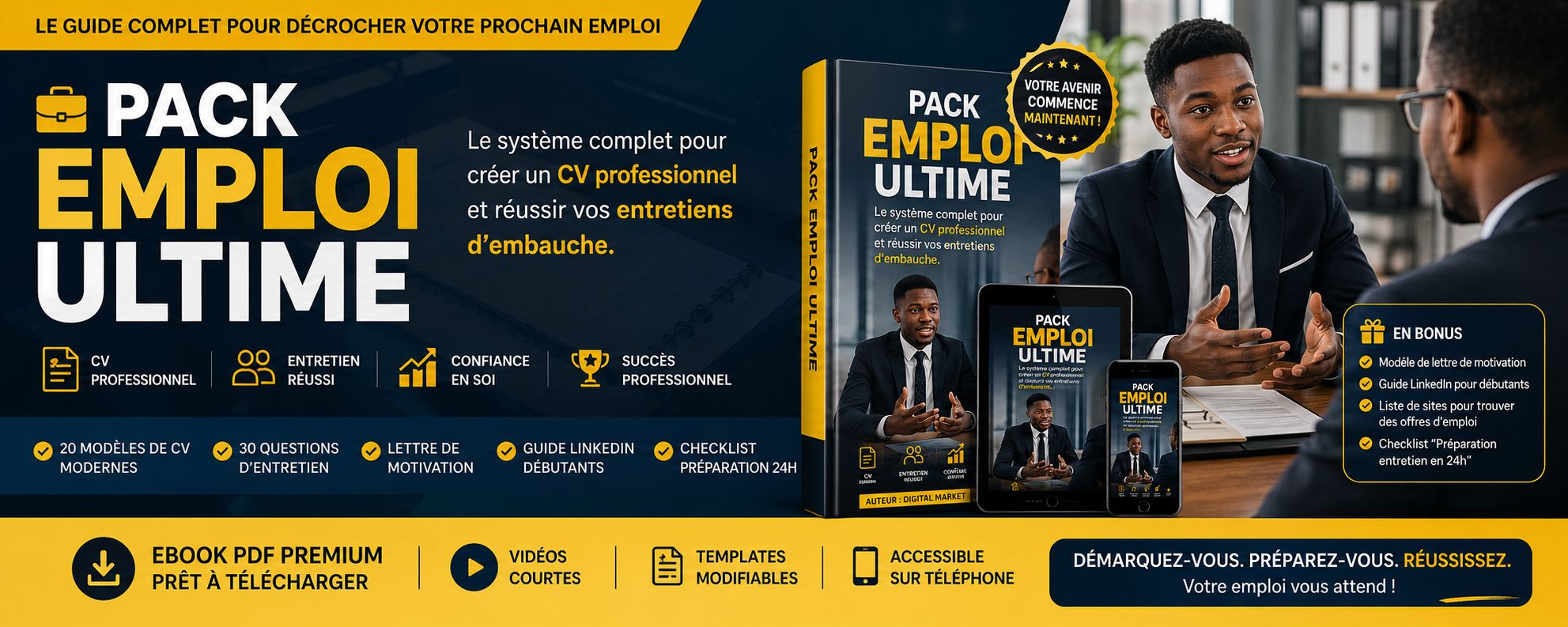 Pack Emploi Ultime : CV Pro + Guide Entretien d'Embauche