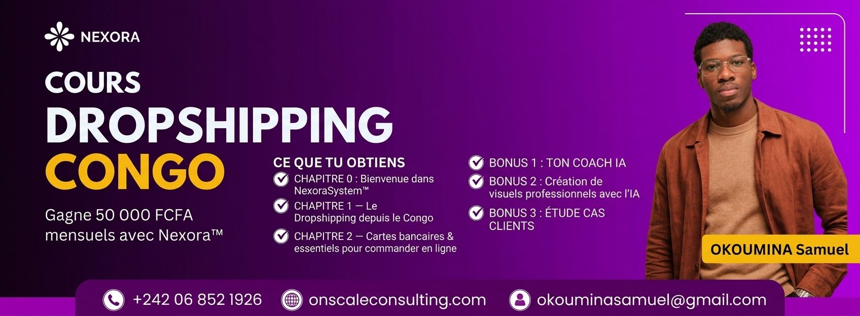 Cours Dropshipping Congo : Gagne 50 000 FCFA mensuels avec Nexora™