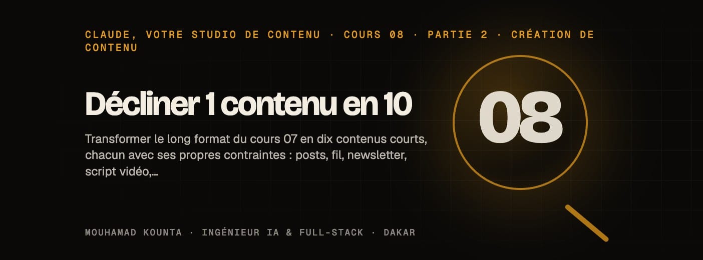 Cours 08 · Décliner 1 contenu en 10