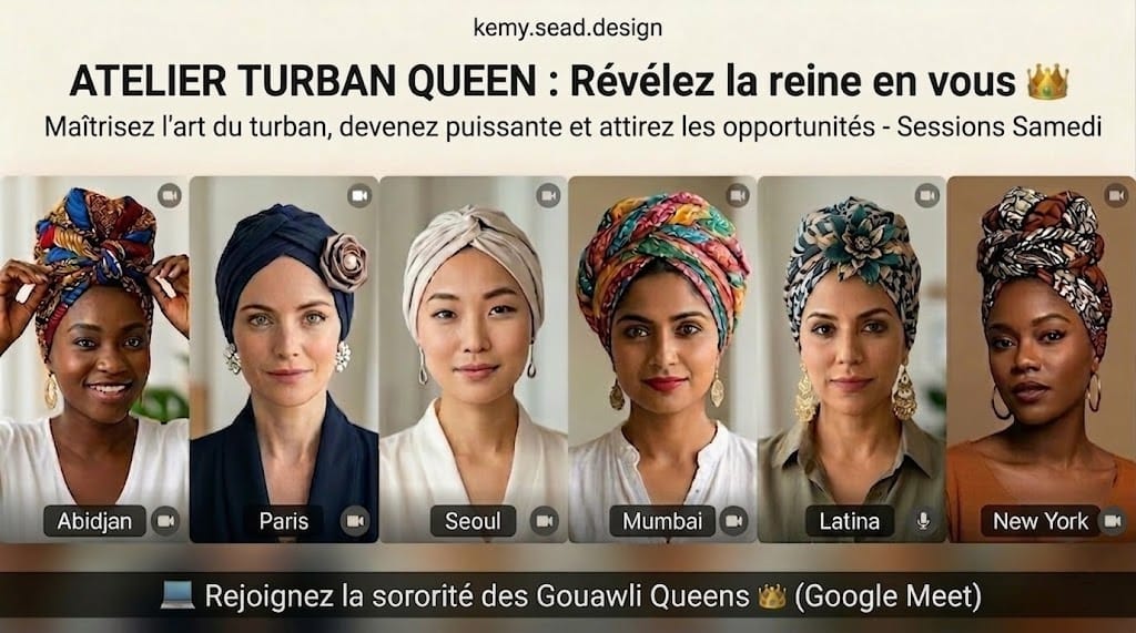 Atelier Turban Queen 👑 – Crée 3 turbans élégants en 1h30, même si tu n’as jamais réussi ✅