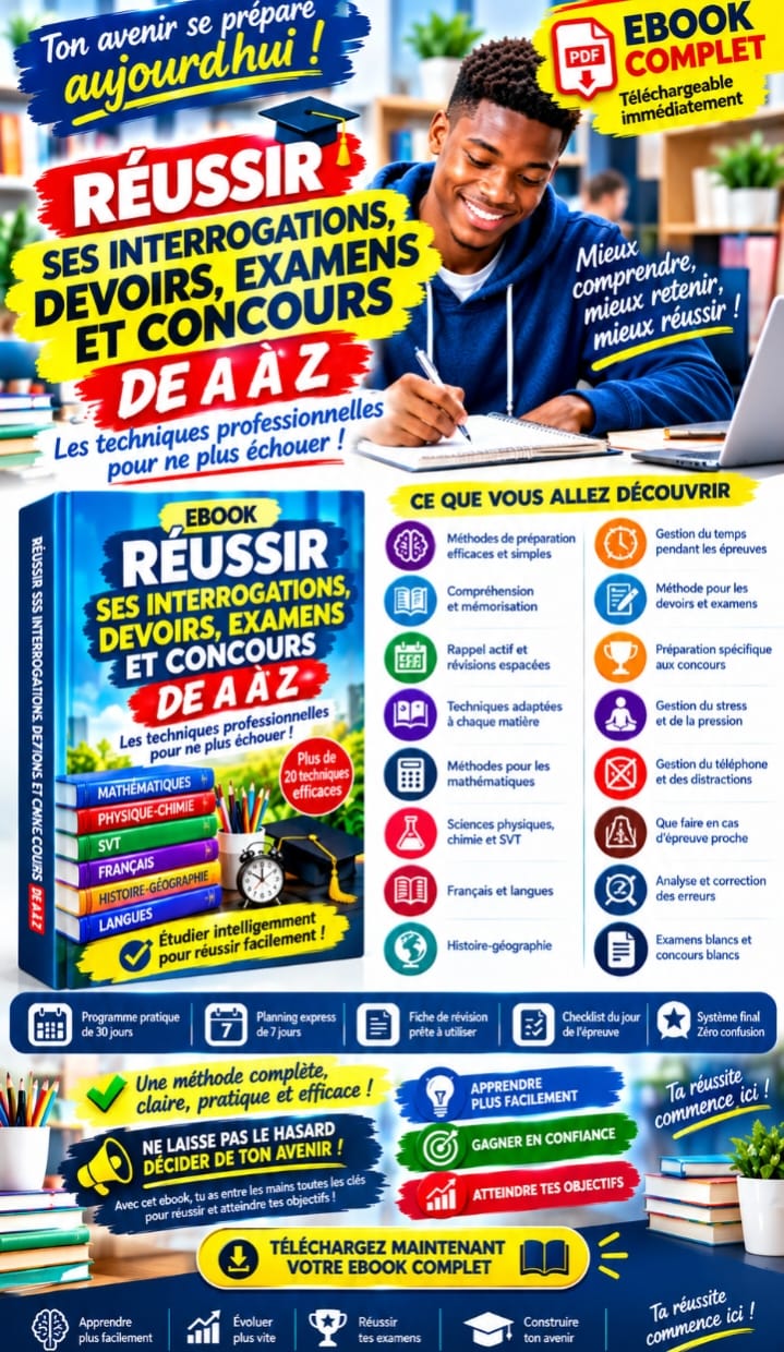 Guide d'accompagnement pour réussir à ses interrogations, devoirs, examens et concours