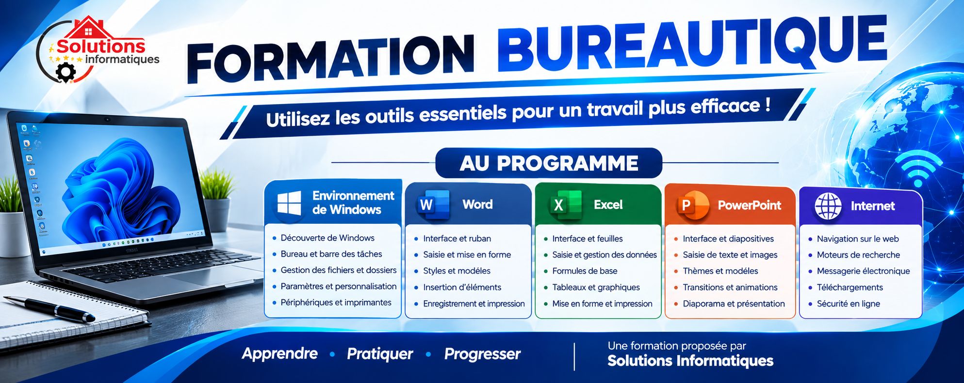 Formation Bureautique pour Débutants : Windows, Word, Excel, PowerPoint et Internet (vidéo pratique)